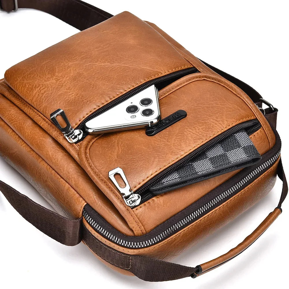 Men One Shoulder Cross body Handbag Business Briefcases Casual Laptop Retro Office Male Tote Top Handle Messenger Bag