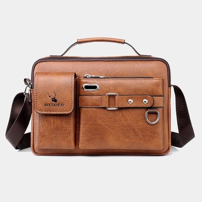 Men One Shoulder Cross body Messenger For Laptop Handbag Business Briefcases Retro PU Leather Male Crossbody Top Handle Bag