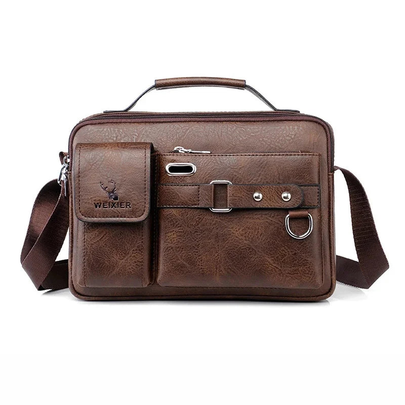 Men One Shoulder Cross body Messenger For Laptop Handbag Business Briefcases Retro PU Leather Male Crossbody Top Handle Bag