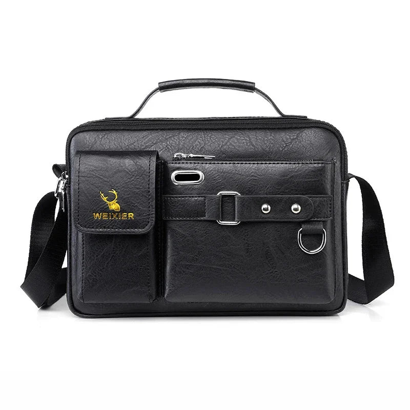 Men One Shoulder Cross body Messenger For Laptop Handbag Business Briefcases Retro PU Leather Male Crossbody Top Handle Bag