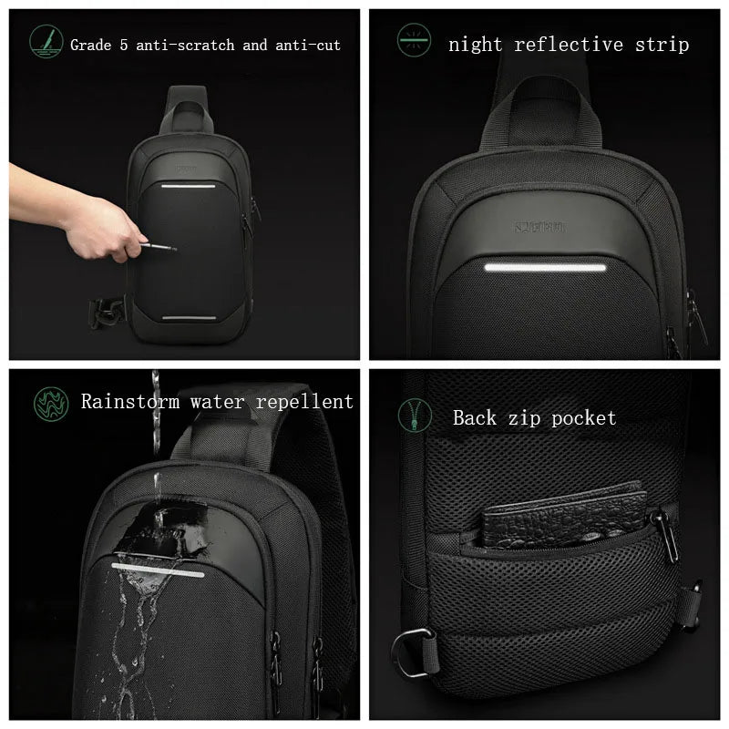 Men Oxford Anti-theft Lock Fashion Multifunction USB Crossbody Shoulder Travel Sports Messenger Pack Chest Bag Running Hombre