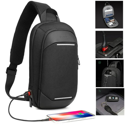Men Oxford Anti-theft Lock Fashion Multifunction USB Crossbody Shoulder Travel Sports Messenger Pack Chest Bag Running Hombre