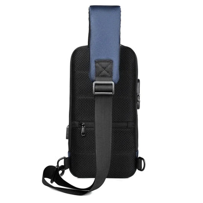 Men Oxford Sling Backpack Rucksack Knapsack Bags with USB Charge Port Anti-theft Travel Male Motorcycle Messenger Chest Pack Bag