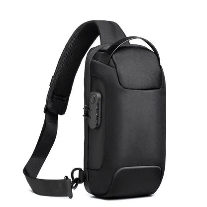 Men Oxford Sling Backpack Rucksack Knapsack Bags with USB Charge Port Anti-theft Travel Male Motorcycle Messenger Chest Pack Bag