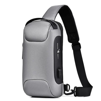 Men Oxford Sling Backpack Rucksack Knapsack Bags with USB Charge Port Anti-theft Travel Male Motorcycle Messenger Chest Pack Bag