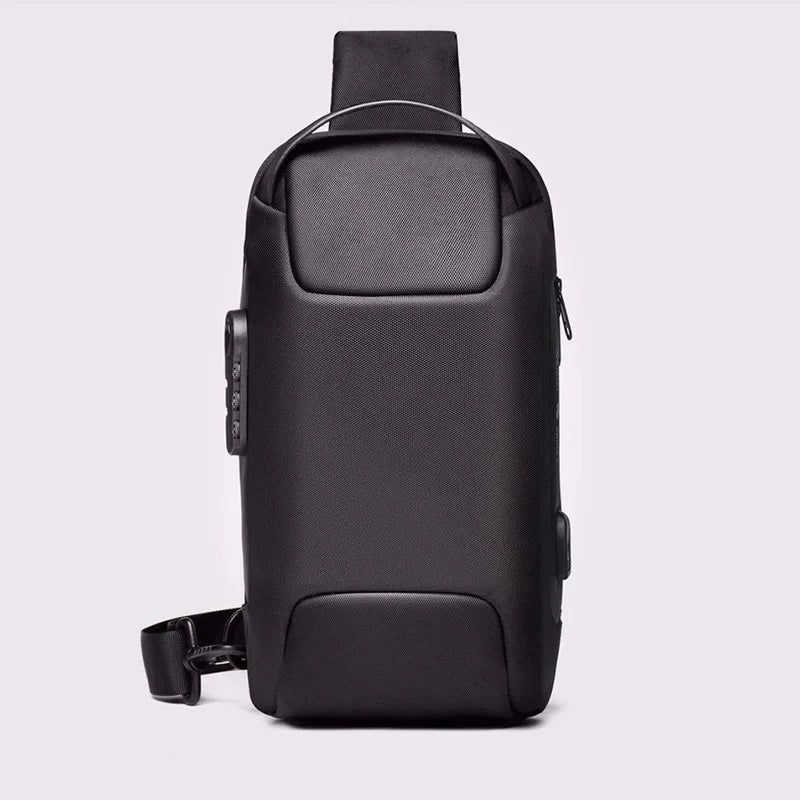Men Oxford Sling Backpack Rucksack Knapsack Bags with USB Charge Port Anti-theft Travel Male Motorcycle Messenger Chest Pack Bag