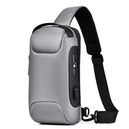 Men Oxford Sling Backpack Rucksack Knapsack Bags with USB Charge Port Anti-theft Travel Male Motorcycle Messenger Chest Pack Bag