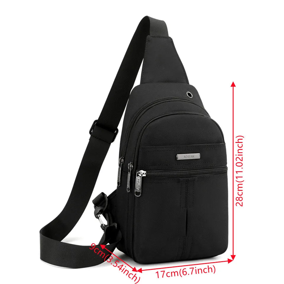 Men Oxford Small Sling Bag Solid Zipper Outdoor Casualchest Pack Sling Chest Bag Man Outdoor Travel Chest Bag