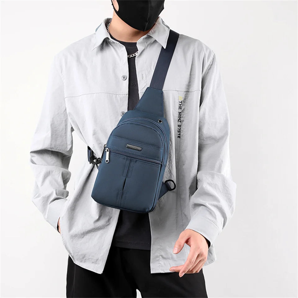 Men Oxford Small Sling Bag Solid Zipper Outdoor Casualchest Pack Sling Chest Bag Man Outdoor Travel Chest Bag