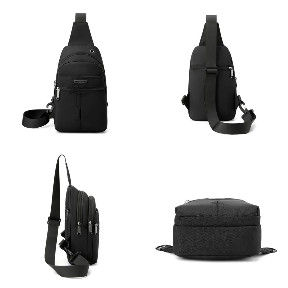 Men Oxford Small Sling Bag Solid Zipper Outdoor Casualchest Pack Sling Chest Bag Man Outdoor Travel Chest Bag