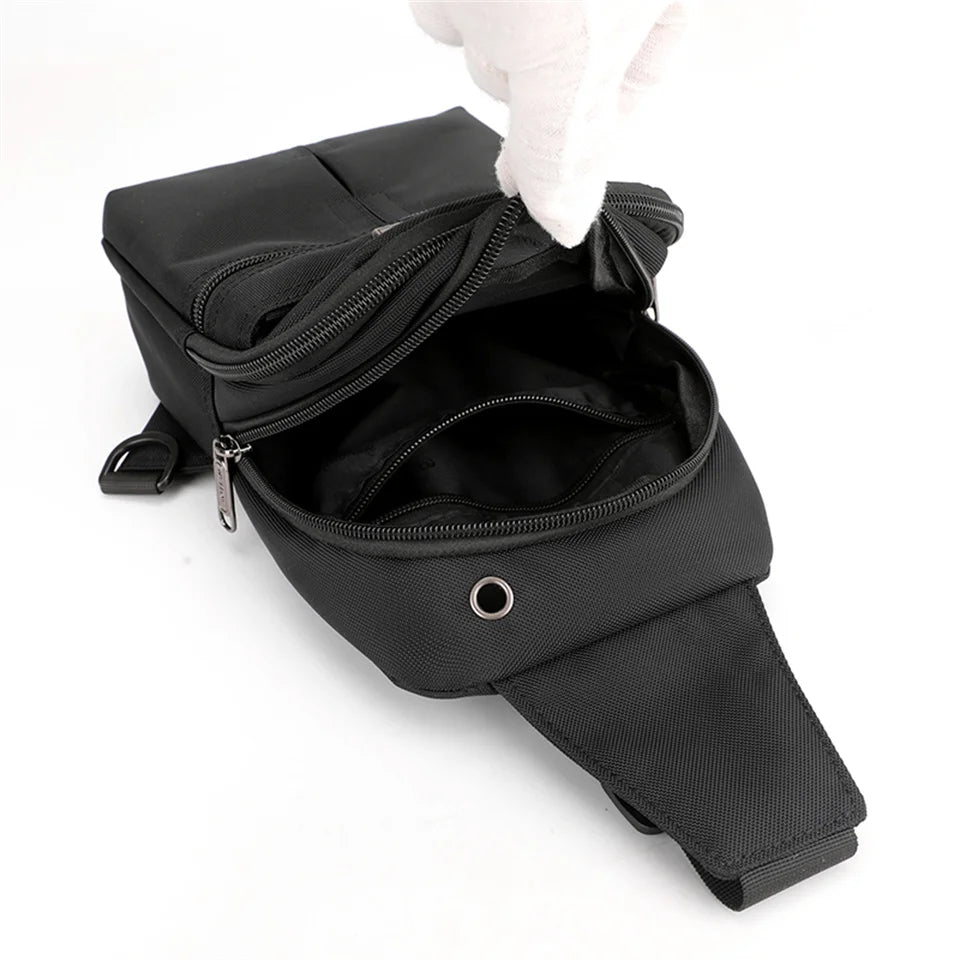 Men Oxford Small Sling Bag Solid Zipper Outdoor Casualchest Pack Sling Chest Bag Man Outdoor Travel Chest Bag