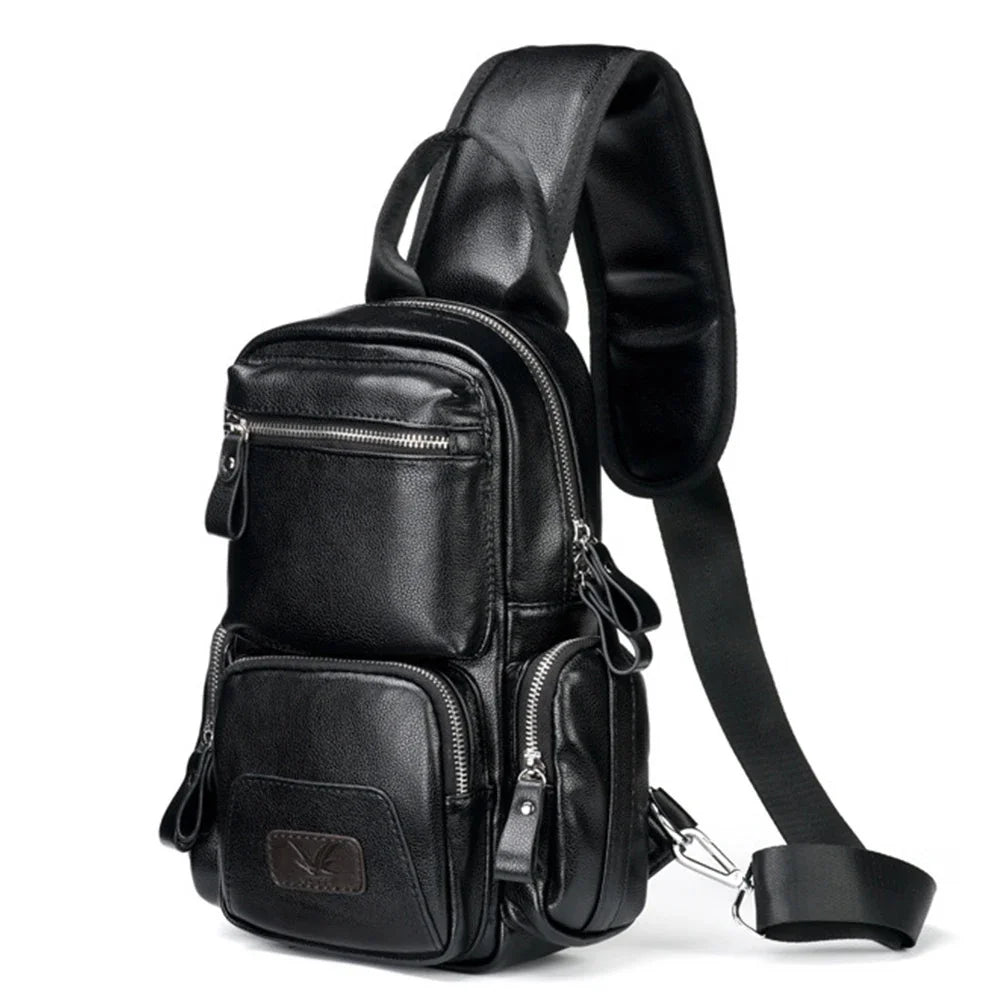 Men PU Leather Anti-theft Shoulder s Waterproof Multifunction Fashion Crossbody Sling Messenger Chest Bag Pack For Male