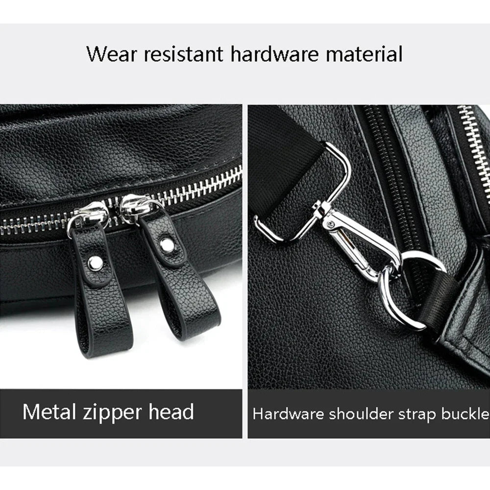 Men PU Leather Anti-theft Shoulder s Waterproof Multifunction Fashion Crossbody Sling Messenger Chest Bag Pack For Male