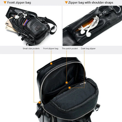 Men PU Leather Anti-theft Shoulder s Waterproof Multifunction Fashion Crossbody Sling Messenger Chest Bag Pack For Male