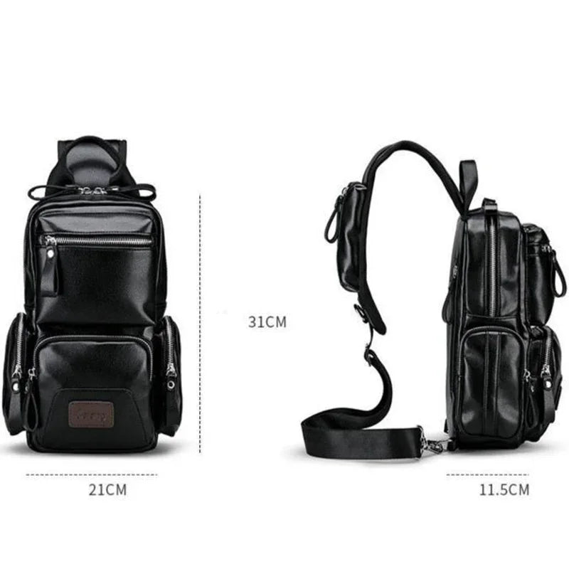 Men PU Leather Anti-theft Shoulder s Waterproof Multifunction Fashion Crossbody Sling Messenger Chest Bag Pack For Male
