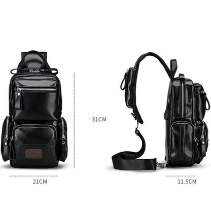 Men PU Leather Anti-theft Shoulder s Waterproof Multifunction Fashion Crossbody Sling Messenger Chest Bag Pack For Male
