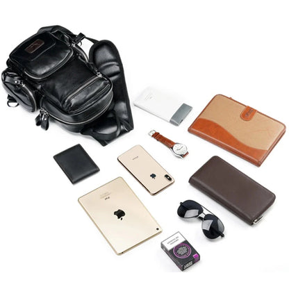Men PU Leather Anti-theft Shoulder s Waterproof Multifunction Fashion Crossbody Sling Messenger Chest Bag Pack For Male