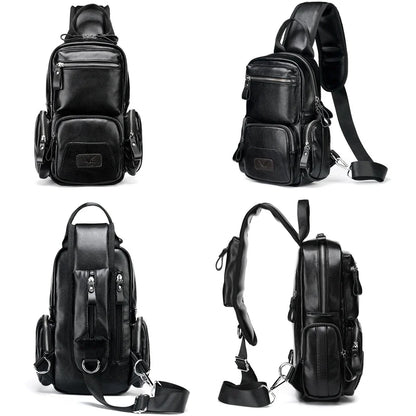 Men PU Leather Anti-theft Shoulder s Waterproof Multifunction Fashion Crossbody Sling Messenger Chest Bag Pack For Male