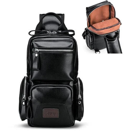 Men PU Leather Anti-theft Shoulder s Waterproof Multifunction Fashion Crossbody Sling Messenger Chest Bag Pack For Male