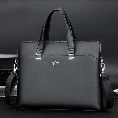 Men PU Leather Briefcase High Capacity Hand Tote Office Man Shoulder Messenger Business Laptop Bag