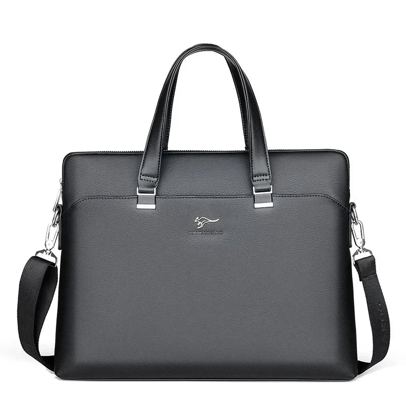 Men PU Leather Briefcase High Capacity Hand Tote Office Man Shoulder Messenger Business Laptop Bag