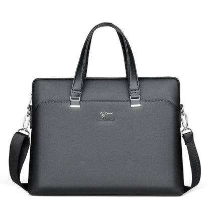 Men PU Leather Briefcase High Capacity Hand Tote Office Man Shoulder Messenger Business Laptop Bag