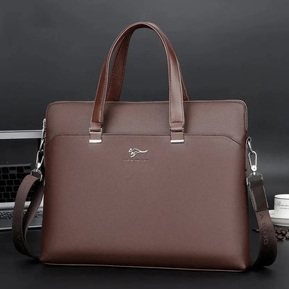 Men PU Leather Briefcase High Capacity Hand Tote Office Man Shoulder Messenger Business Laptop Bag