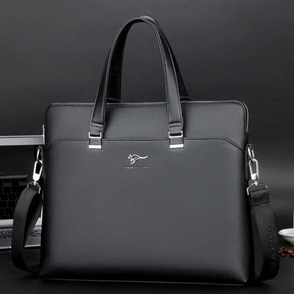 Men PU Leather Briefcase High Capacity Hand Tote Office Man Shoulder Messenger Business Laptop Bag