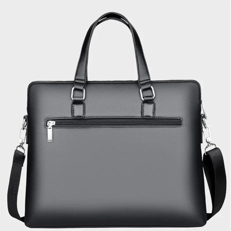 Men PU Leather Briefcase High Capacity Hand Tote Office Man Shoulder Messenger Business Laptop Bag