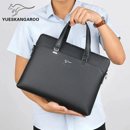 Men PU Leather Briefcase High Capacity Hand Tote Office Man Shoulder Messenger Business Laptop Bag