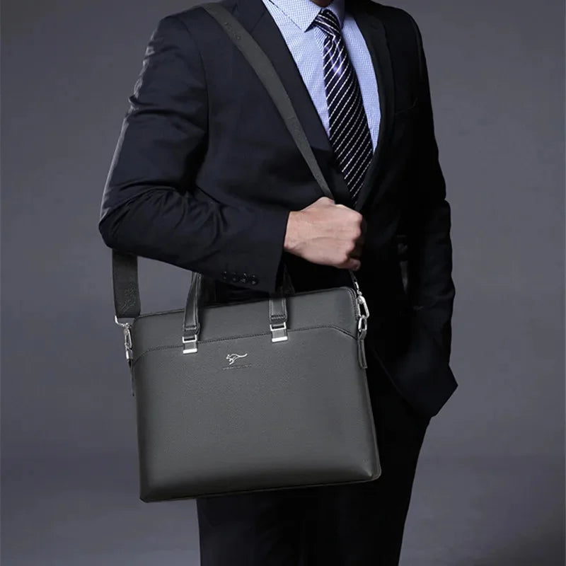 Men PU Leather Briefcase High Capacity Hand Tote Office Man Shoulder Messenger Business Laptop Bag