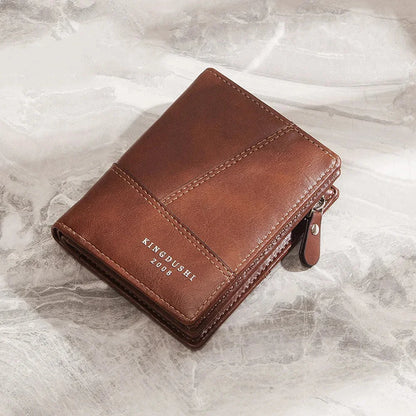 Men Short Wallet Purses Bifold Pocket ID/Credit Vintage Designer Simple PU Leather Male Card Holder Zipper Mini Purse Money Bag