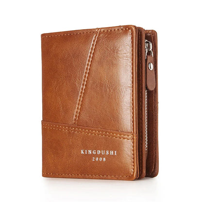 Men Short Wallet Purses Bifold Pocket ID/Credit Vintage Designer Simple PU Leather Male Card Holder Zipper Mini Purse Money Bag