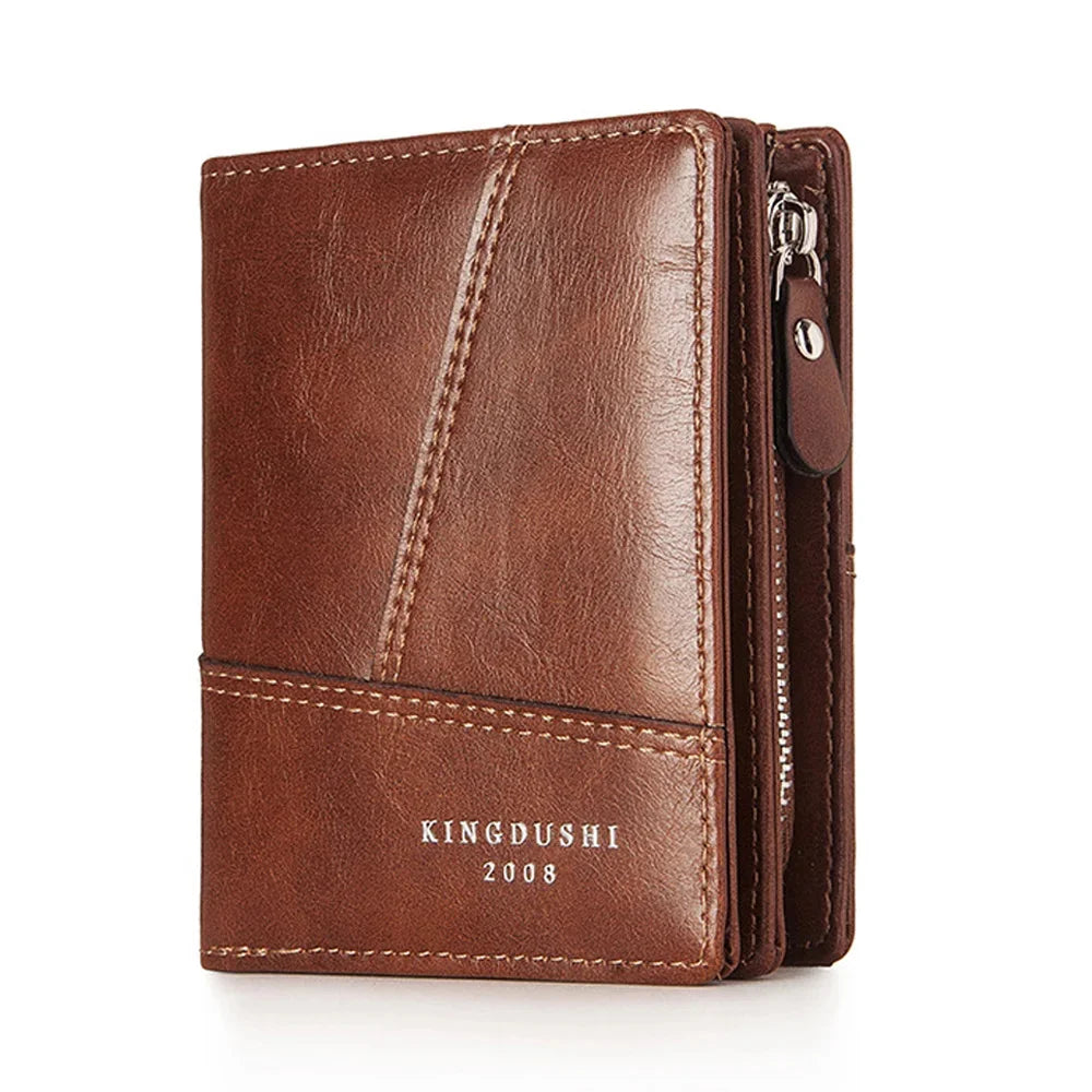 Men Short Wallet Purses Bifold Pocket ID/Credit Vintage Designer Simple PU Leather Male Card Holder Zipper Mini Purse Money Bag