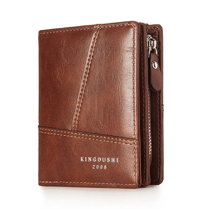 Men Short Wallet Purses Bifold Pocket ID/Credit Vintage Designer Simple PU Leather Male Card Holder Zipper Mini Purse Money Bag