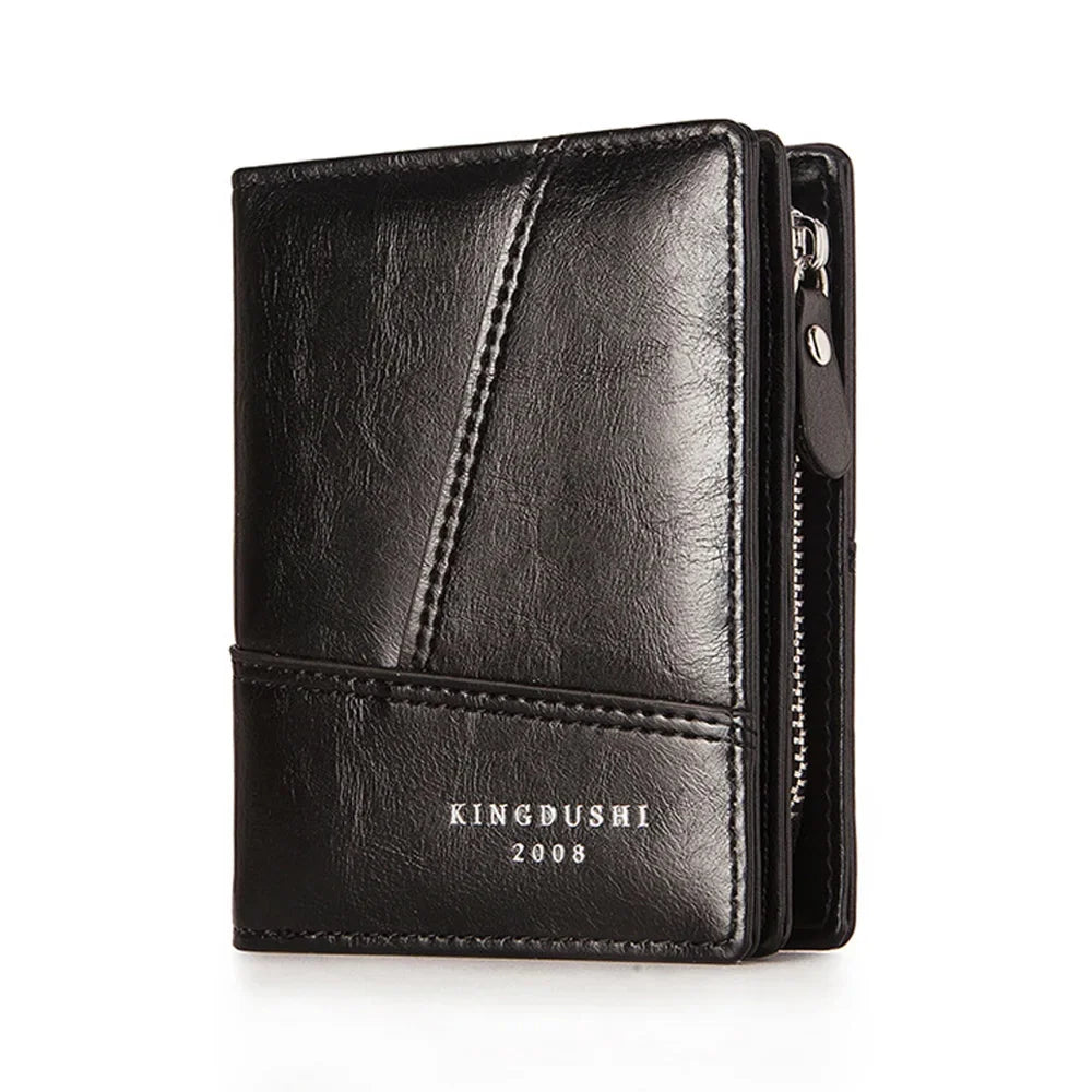 Men Short Wallet Purses Bifold Pocket ID/Credit Vintage Designer Simple PU Leather Male Card Holder Zipper Mini Purse Money Bag