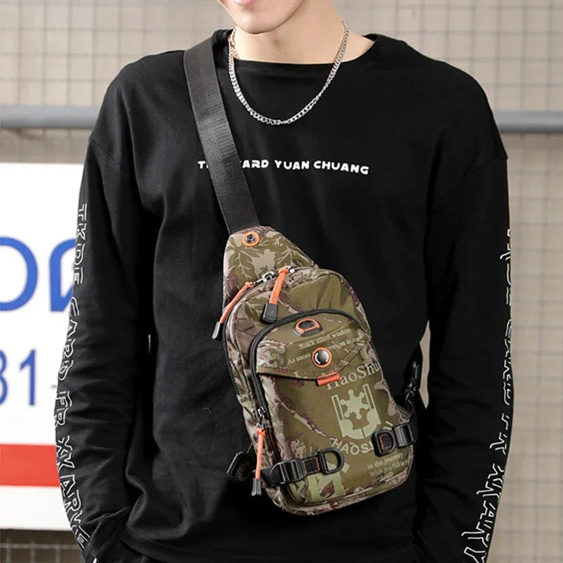 Men Shoulder Chest Pack Cross body Bag Mini Nylon Rucksack Waterproof Travel Military Male Sling Backpack Messenger Side Bags
