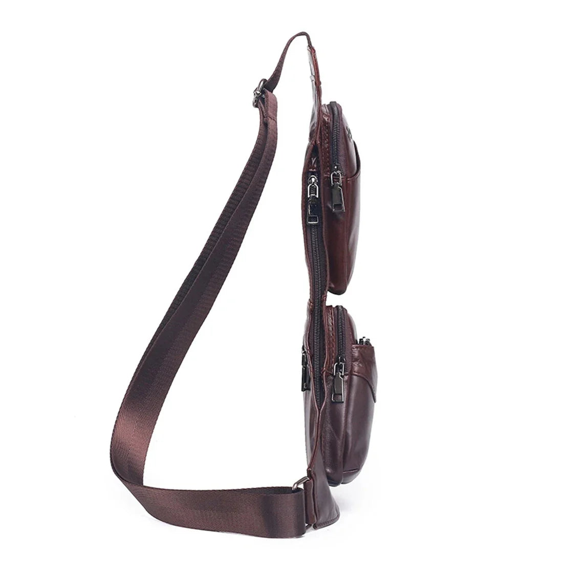 Men Shoulder Chest Sling Bag Cross body Backpack Real Cowhide Travel Rucksack Half-Moon Male Genuine Leather Messenger Bags