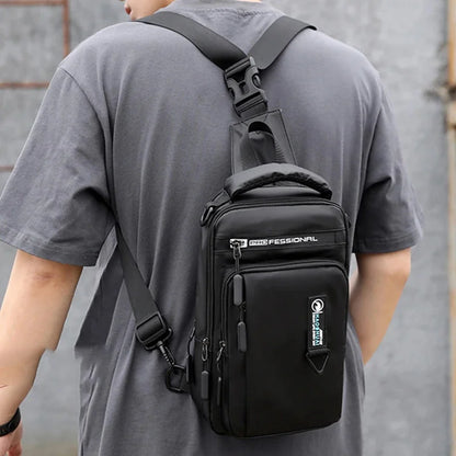 Men Shoulder Chest Sling Cross Body Backpack with USB Charging Port Travel Waterproof Nylon Male mini Rucksack Messenger Bag