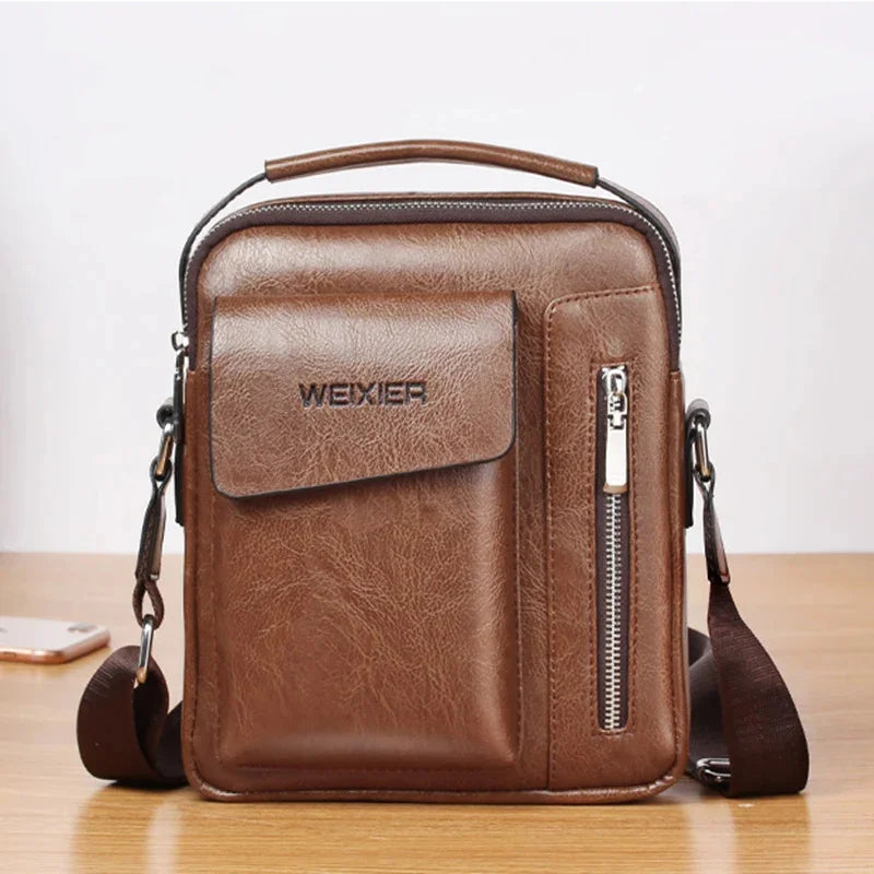 Men Shoulder Cross body Handbag Multi-function Business Fashion Retro PU Leather Male Briefcase Top Handel Messenger Bag