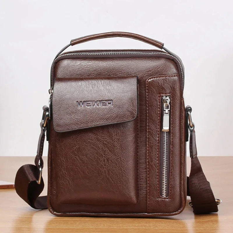 Men Shoulder Cross body Handbag Multi-function Business Fashion Retro PU Leather Male Briefcase Top Handel Messenger Bag