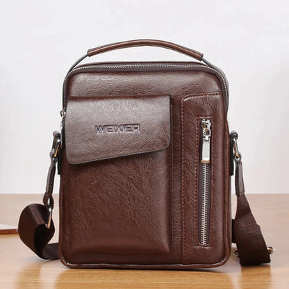 Men Shoulder Cross body Handbag Multi-function Business Fashion Retro PU Leather Male Briefcase Top Handel Messenger Bag