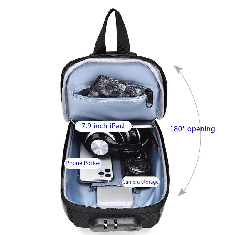 Men Sling Backpack Cross Body Chest Pack Bag Oxford Anti-theft Short Trip Motorcycle Rider Male Messenger Side Shoulder Bags