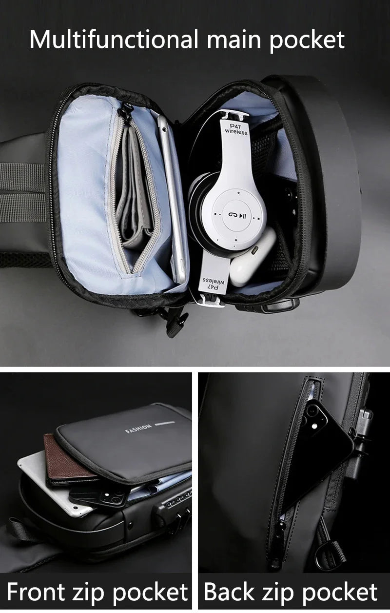 Men Sling Backpack Cross body Shoulder Chest Bag Anti-theft Travel Motorcycle Rider Waterproof Oxford Male Messenger Bags