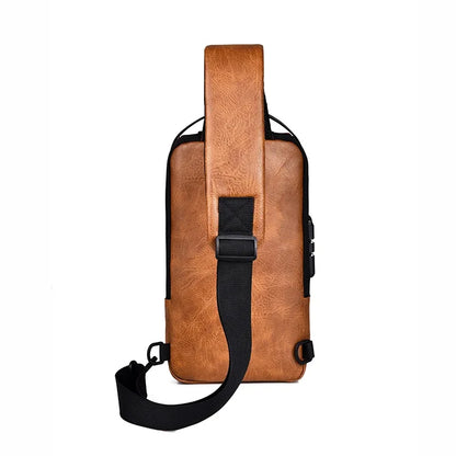 Men Sling Backpack Cross body Shoulder Chest with USB Charge Port Anti-theft Travel Motorcycle Rider Male Side Messenger Bag