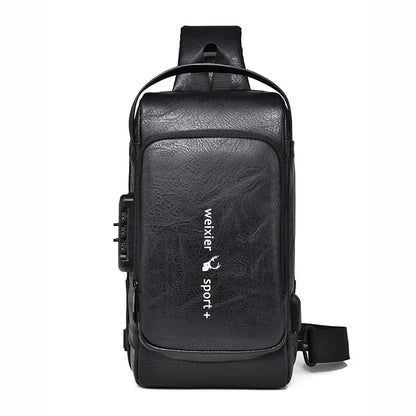 Men Sling Backpack Cross body Shoulder Chest with USB Charge Port Anti-theft Travel Motorcycle Rider Male Side Messenger Bag
