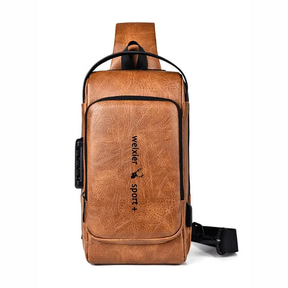 Men Sling Backpack Cross body Shoulder Chest with USB Charge Port Anti-theft Travel Motorcycle Rider Male Side Messenger Bag