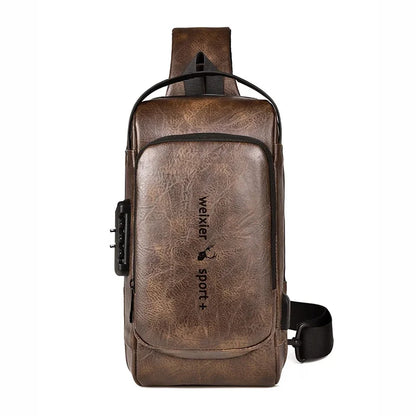 Men Sling Backpack Cross body Shoulder Chest with USB Charge Port Anti-theft Travel Motorcycle Rider Male Side Messenger Bag