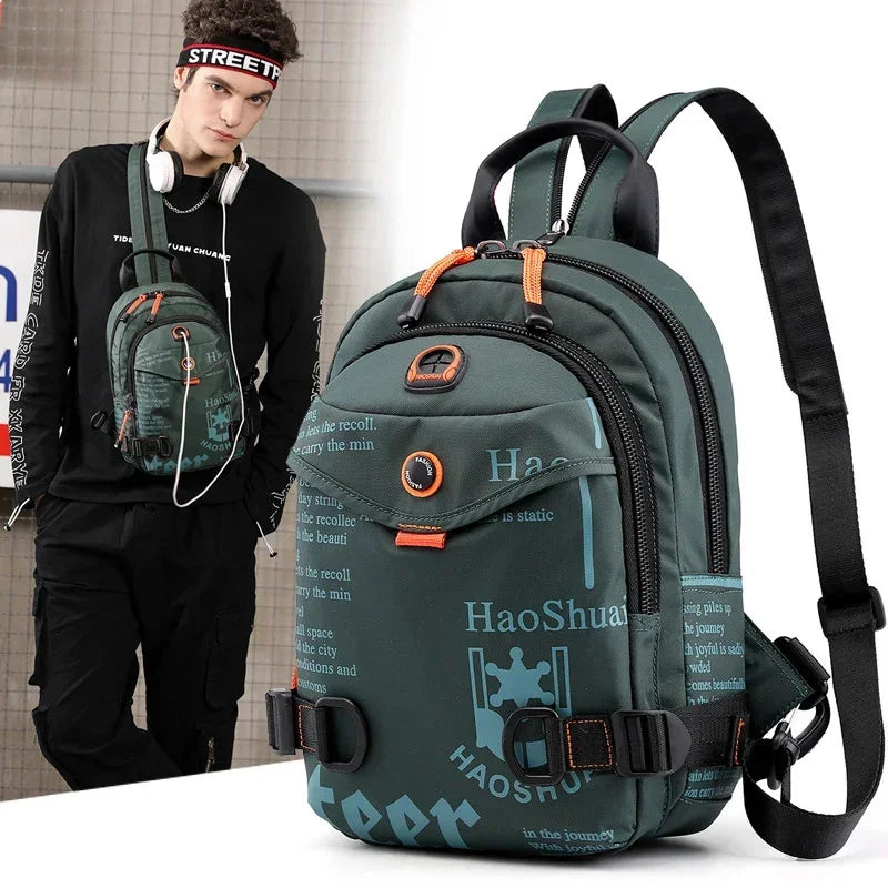 Men Small Backpack Daypack One Shoulder Cross Body Pack Travel Climb Military Nylon Male Knapsacks Sling Chest Rucksack Bag