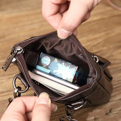 Men Small Messenger Business Bag Waist Pack Casual High Quality Male Loop Skin Belt Cross Body Shoulder Bags Genuine Leather